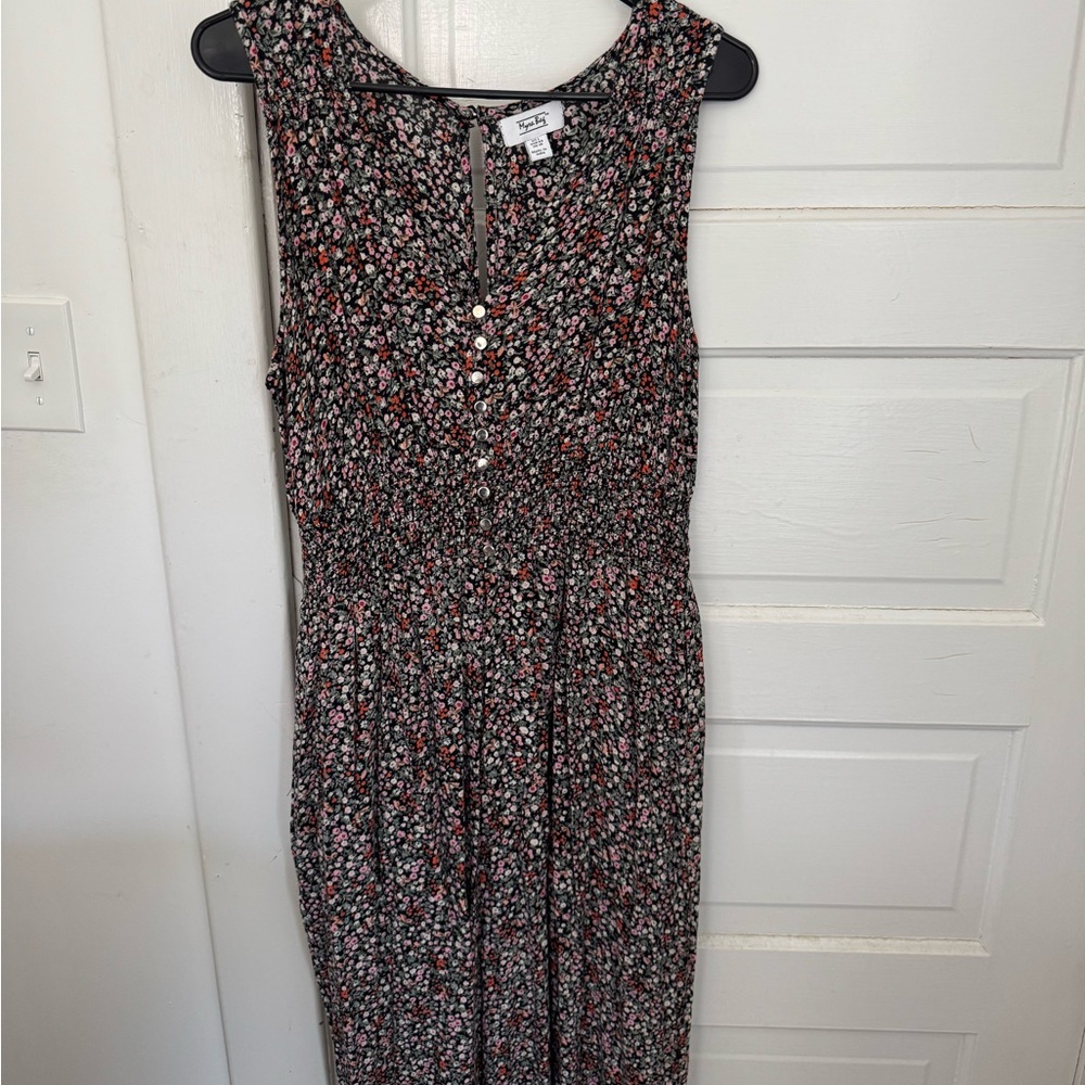 Myra Bag Black and Red Floral Midi Jumpsuit